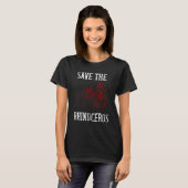 Save The Rhinoceros Wildlife Animal Rights Rhinos  Tシャツ (正面フル)