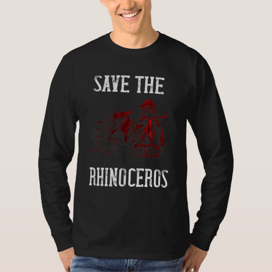 Save The Rhinoceros Wildlife Animal Rights Rhinos  Tシャツ (正面)