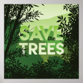 SAVE The TREES Forest Poster Shades of Green ポスター (正面)