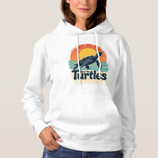 Save The Turtles Animal Rights Sea Turtle Retro St パーカ (正面)