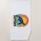 Save The Turtles Animal Rights Sea Turtle Retro St ビーチタオル (正面)