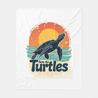 Save The Turtles Animal Rights Sea Turtle Retro St フリースブランケット