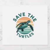 Save The Turtles Animal Turtle Pet Lover (1) スパークリングワインラベル (シングルラベル)
