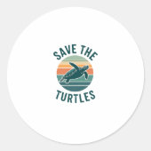 Save The Turtles Animal Turtle Pet Lover (2) ラウンドシール (正面)