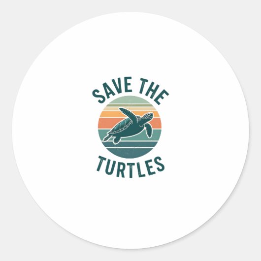 Save The Turtles Animal Turtle Pet Lover (2) ラウンドシール (正面)