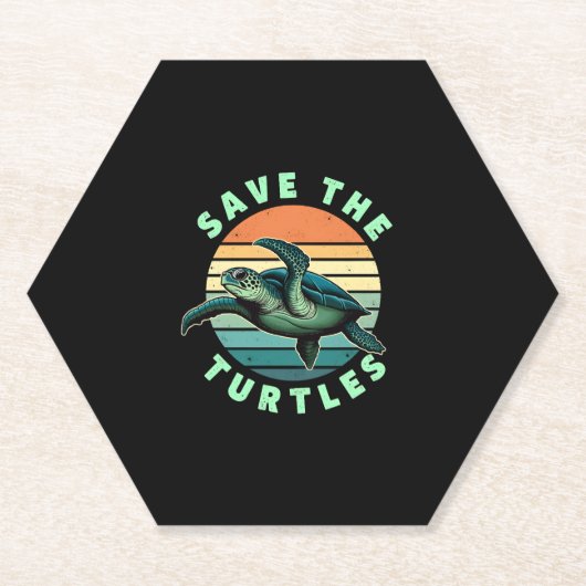Save The Turtles Animal Turtle Pet Lover (3) ペーパーコースター (正面)