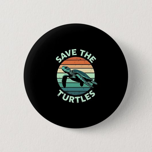 Save The Turtles Animal Turtle Pet Lover (4) 缶バッジ (正面)