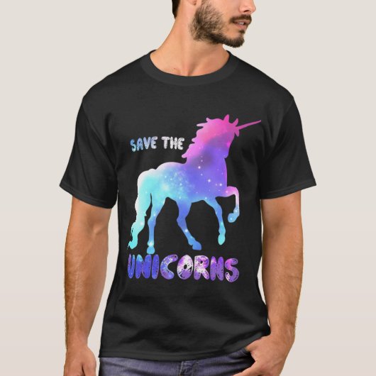 Save the Unicorns girl funny Tシャツ (正面)