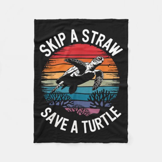 Save Turtles Sea Ocean Turtle Shirt フリースブランケット (正面)