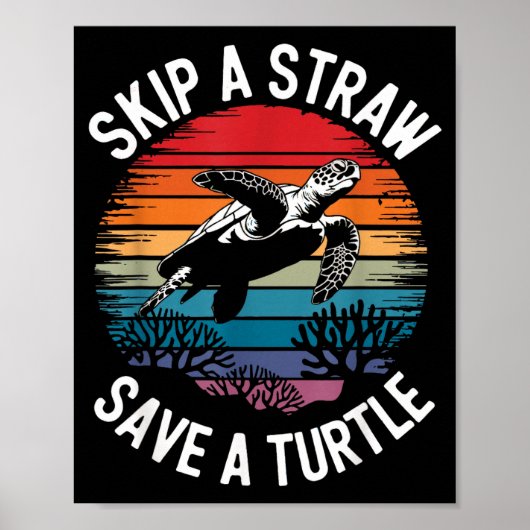 Save Turtles Sea Ocean Turtle Shirt  ポスター (正面)