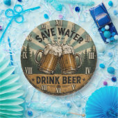 Save Water Drink Beer Funny ペーパープレート (パーティー)