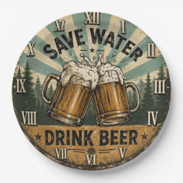 Save Water Drink Beer Funny ペーパープレート