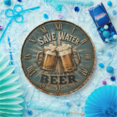 Save Water Drink Beer Rustic Home Bar ペーパープレート (パーティー)
