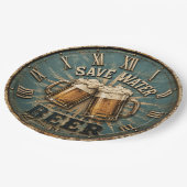 Save Water Drink Beer Rustic Home Bar ペーパープレート (アングル)
