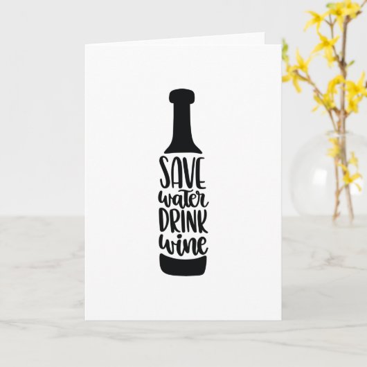 Save water Drink wine カード (黄色い花)