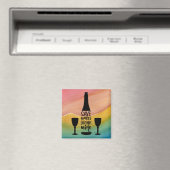 Save Water Drink Wine Black Bottle Two Glasses マグネット (インサイチュ (食洗機))