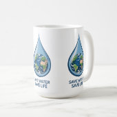 Save Water Save Life コーヒーマグカップ (正面右)