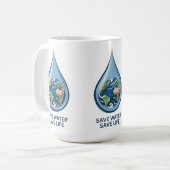 Save Water Save Life コーヒーマグカップ (正面左)