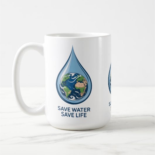 Save Water Save Life コーヒーマグカップ (左)