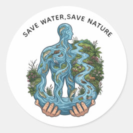 Save Water Save Nature Eco-Conscious Environmental ラウンドシール