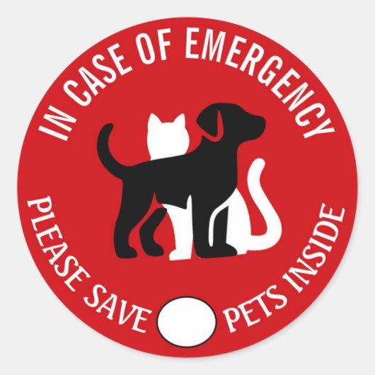 SAVE YOUR PET IN CASE OF EMERGENCY!   Sticker ラウンドシール (正面)