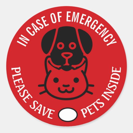 SAVE YOUR PET IN EMERGENCY! Alert First Responders ラウンドシール (正面)