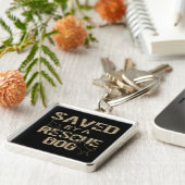 Saved By A Rescue Dog Gold Logo Key Chain キーホルダー (側面)