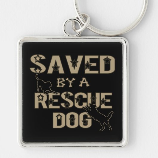 Saved By A Rescue Dog Gold Logo Key Chain キーホルダー (正面)