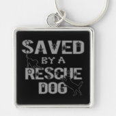 Saved By A Rescue Dog Silver Logo Key Chain キーホルダー (正面)