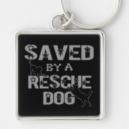 Saved By A Rescue Dog Silver Logo Key Chain キーホルダー