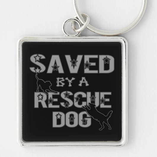 Saved By A Rescue Dog Silver Logo Key Chain キーホルダー (正面)