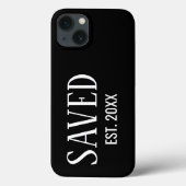 Saved Est Established Black Caps Christian Case-Mate iPhoneケース (裏面)