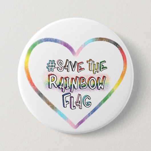 #SaveTheRainbowFlagハンドレタリングLGBTQ+の権利 缶バッジ (正面)