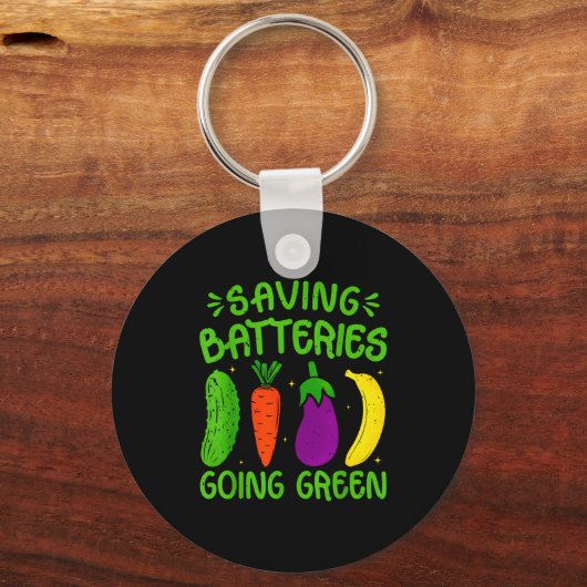 Saving Batteries Going Green Funny Inappropriate H キーホルダー (正面)