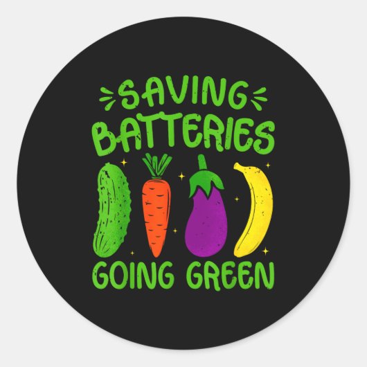 Saving Batteries Going Green Funny Inappropriate H ラウンドシール (正面)