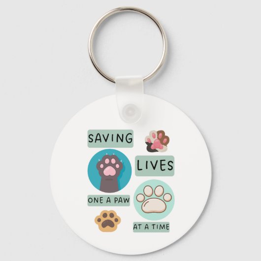 Saving Lives One Paw At A Time – Vet Animal Design キーホルダー (正面)