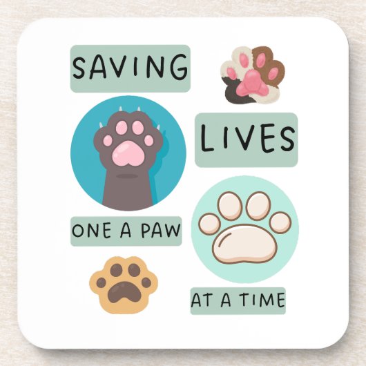 Saving Lives One Paw At A Time – Vet Animal Design コースター (正面)
