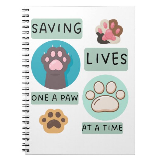 Saving Lives One Paw At A Time – Vet Animal Design ノートブック (正面)