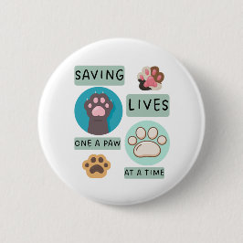 Saving Lives One Paw At A Time – Vet Animal Design 缶バッジ