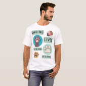 Saving Lives One Paw At A Time – Vet Animal Design Tシャツ (正面フル)
