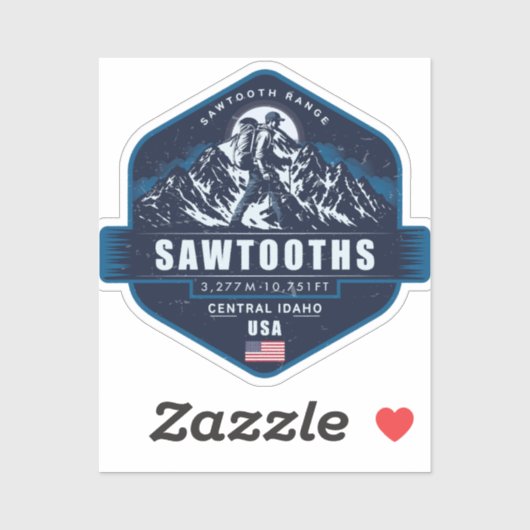 Sawtooth Mountains Idaho Hiking Badge シール (シート)