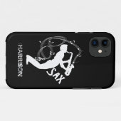 Saxプレイヤーミュージカルノート楽器ジャズ音楽 Case-Mate iPhoneケース (裏面(横))