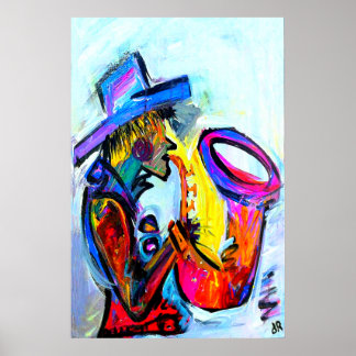 sax an抽象芸術24x36 ポスター