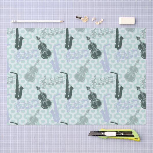 Sax and Violins Pattern 薄葉紙 (クラフト)