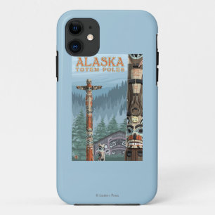 Saxmanのトーテムの村のヴィンテージ旅行ポスター iPhone 11 ケース