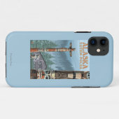 Saxmanのトーテムの村のヴィンテージ旅行ポスター Case-Mate iPhoneケース (裏面(横))