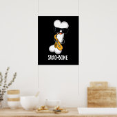 Saxo-bone おもしろい Bone おもしろい Music Pun Dark BG ポスター (キッチン)