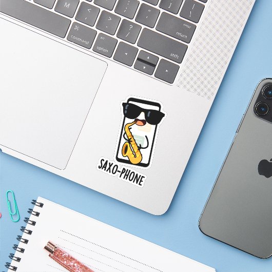 Saxo-phone おもしろい Puns シール (ノートパソコンとiPhone)