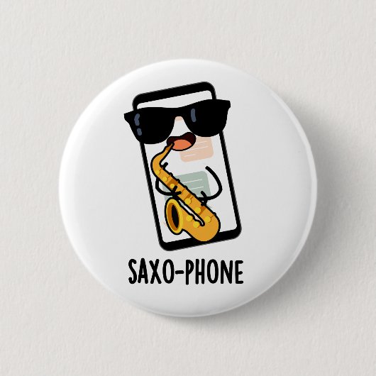 Saxo-phone おもしろい Puns 缶バッジ (正面)
