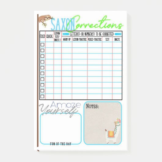 Saxon Mathレッスンの修正 ポストイット (正面)